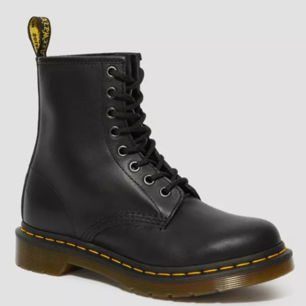 Doc Dr. Martens 1460 W Air Wair Black Nappa Leather 8 Eye Lace Up Boots Womens 5